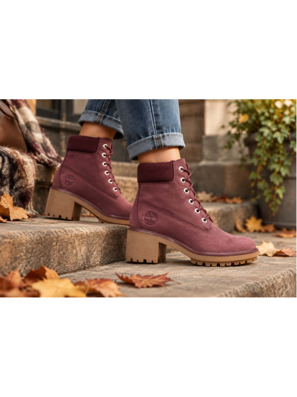 Timberland Kinsley Burgundy Suede Lace-Up Waterproof Boots Women’s 8